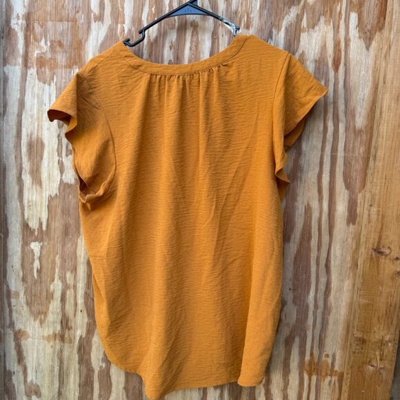 Adrianna Papell Mustard Yellow Blouse (Size XL) - Picture 2 of 3